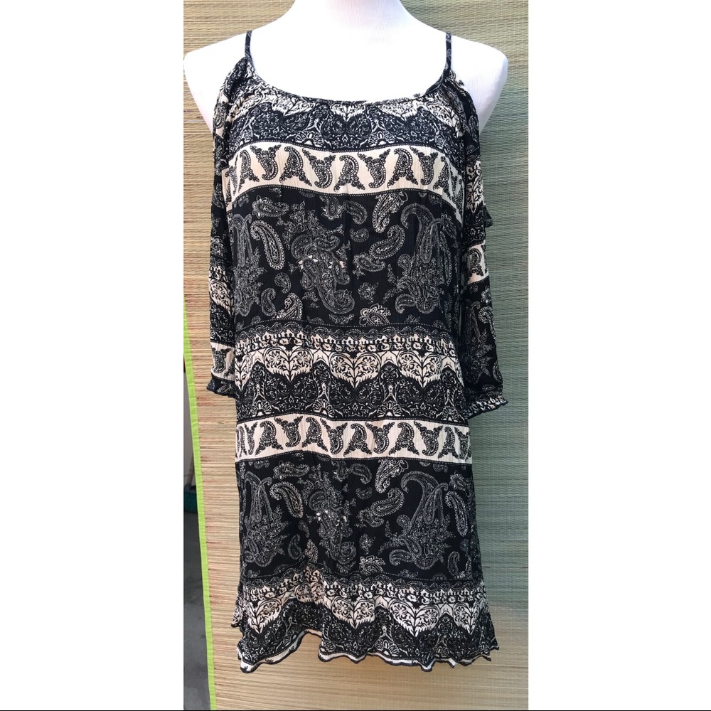 Black & White/Creme colored design Slip Dress